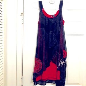 3 Desigual  Whimsical Overlay Dress Black Red Blackville